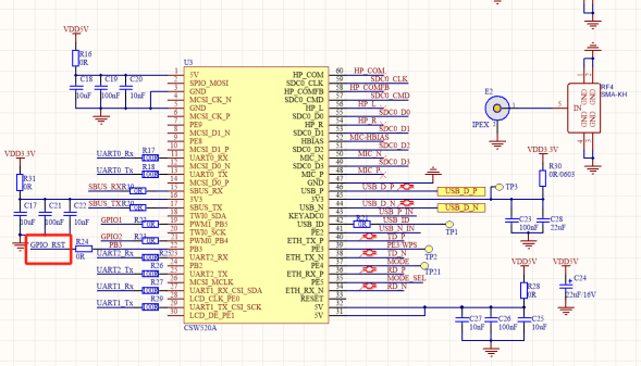 CSW520A/CSW620A 无线通信模块电路图复位